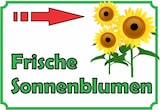 thumbnail of Sonnenblumen Verkaufsschild mit Pfeil rechts Hofladen Verkaufsförderung A2 Rückseite selbstklebend