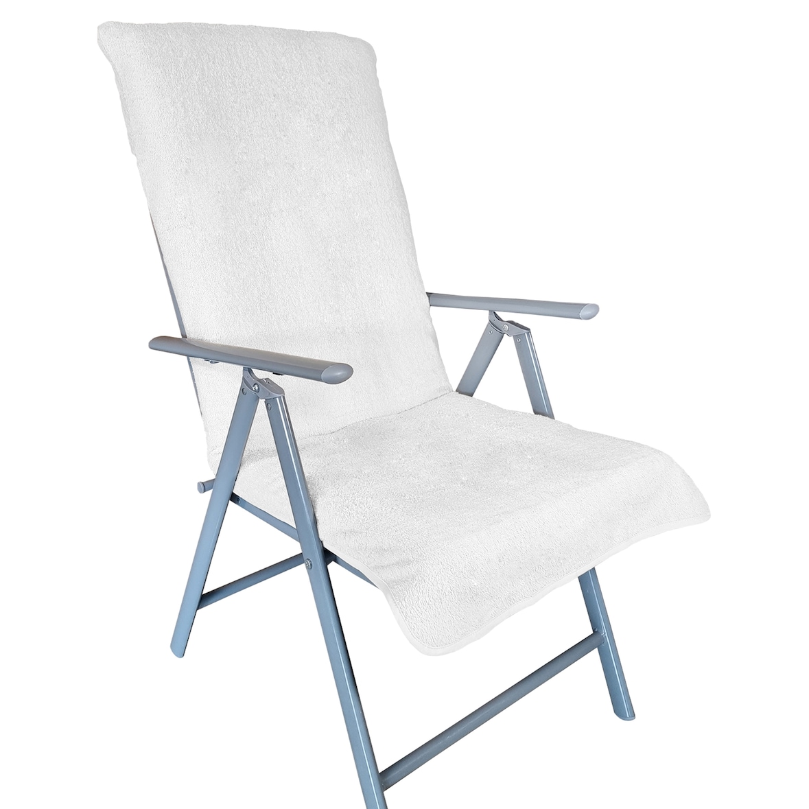 Frottee Schonbezug für Gartenstuhl NYVISpa 60x130 cm - Hygiene Auflage für Hochlehner Gartenstühle Farbe:Weiß