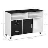thumbnail of HOMCOM Mueble Auxiliar de Oficina Mueble Archivador con Ruedas Estantes y Cajones Armario Multiusos con Gran Almacenaje 100x35x65 cm Negro y Blanco