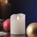 thumbnail of LED Kerze mit beweglicher Flamme Echtwachs Rustik-Optik H: 10cm Timer weiß