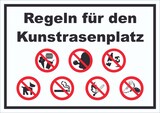 thumbnail of Schild Regeln Kunstrasenplatz A4 Rückseite selbstklebend