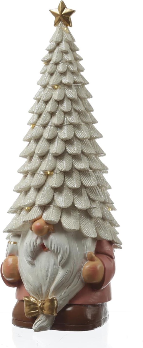 LED Weihnachtswichtel mit beleuchteter Mütze Dekofigur 29cm Timer Batterie