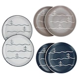 thumbnail of 6er Set Dessertteller Anker Keramik weiß beige blau Kuchenteller 6Pers