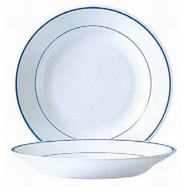 Arcoroc Lot De 6 Assiettes Creuses En Opale 22,5 Cm Rest. F/Bleu