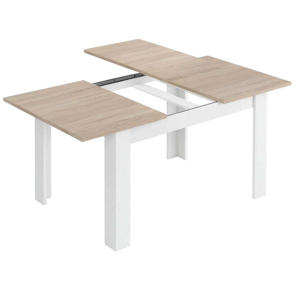 Tavolo da Pranzo Allungabile Rettangolare Ripiano Estensibile, Bianco Rovere Design Moderno cm 140/190x90x78
