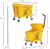 thumbnail of Reinigungswagen mit Eimerpresse 55x37x65 cm Gelb 36 Liter Eimer Untenpresse Mopphalterung ergonomischer Griff vier Rollen belastbar