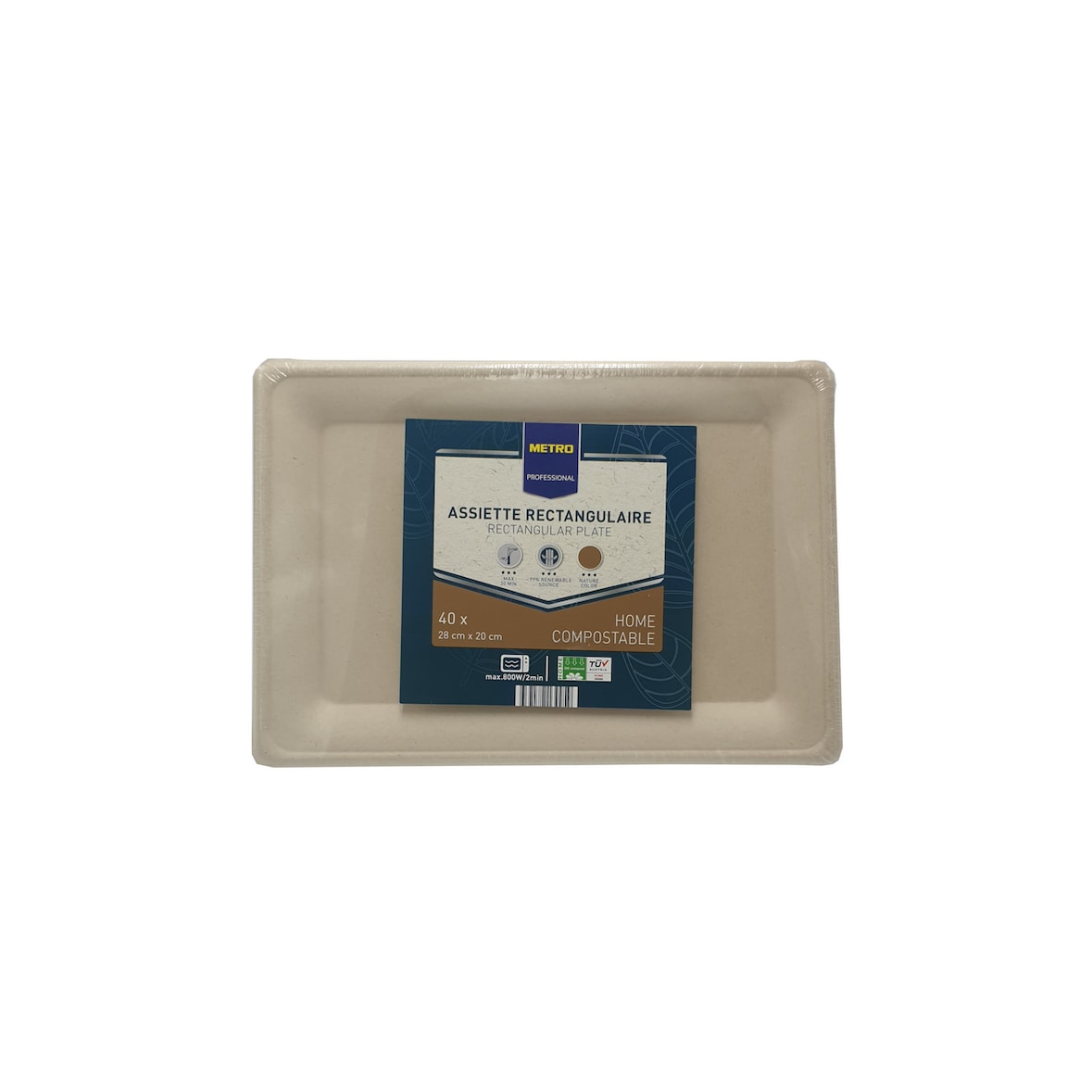 METRO Professional Teller, Bagasse, 28 x 20 cm, rechteckig, Natur, 40 Stück