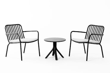 METRO PROFESSIONAL Relax bistroset Soto, 3-delig, aluminium, 1 tafel, 2 stoelen, donkergrijs