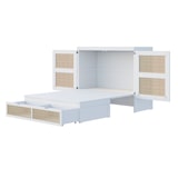 thumbnail of Schrankbett 140x200 Murphy-Bett platzsparend mit Stauraum Rattan-Design Schubladen Lattenrost Möbel Schlafzimmer Modern Weiß