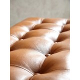 thumbnail of Sitzbank Echtleder / Massivholz Bank Braun 125x50x38 cm Chesterfield, Design Polsterbank Flur, Lederbank Bettbank 2 Personen, Flurbank