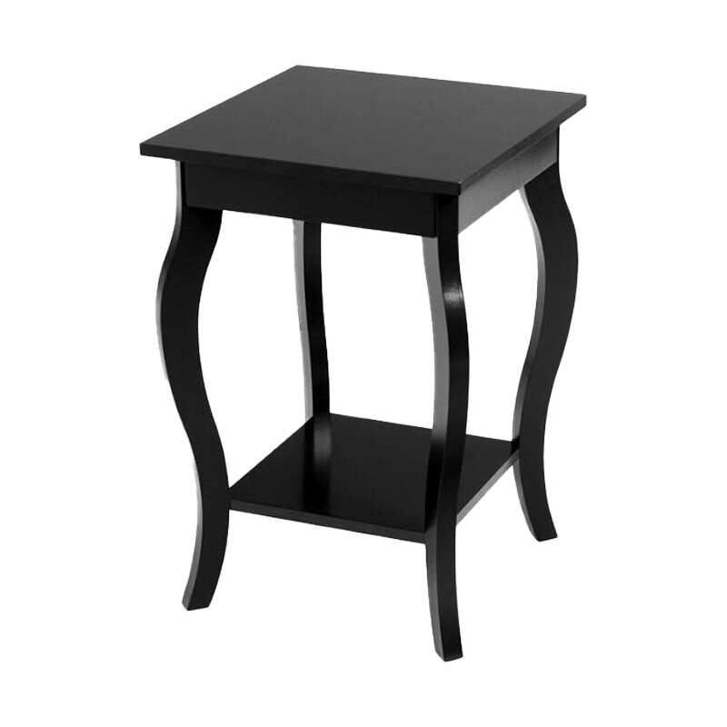 COSTWAY Comodino con ripiano, tavolino in legno a 2 ripiani con gambe curve, comodino