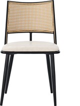 thumbnail of Esszimmerstuhl Set 2 Schwarz 80x48x46 cm mit Rattan Rückenlehne und PU Sitzkissen, Metallgestell, leichtes modernes Design für Essbereich