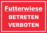 thumbnail of Futterwiese Betreten verboten Schild A6 Rückseite selbstklebend