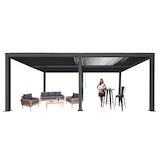 thumbnail of Pergola HWC-L46, Gartenpavillon Lamellen-Pavillon, 10cm-Aluminium-Gestell, Regenrinne sturmfest, 3x6m ~ anthrazit
