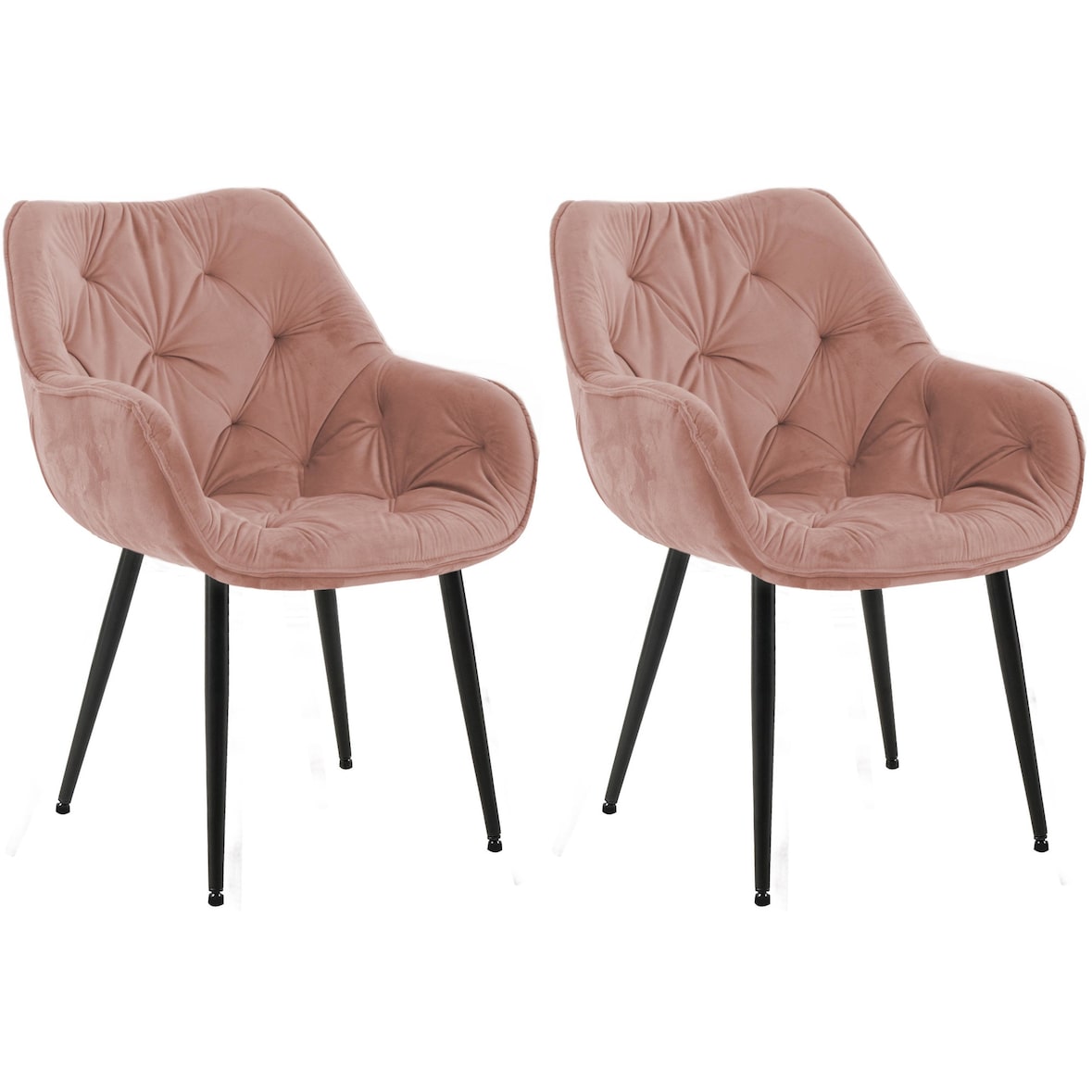 Set de 2 Sillas de comedor Tanna en terciopelo Rosa