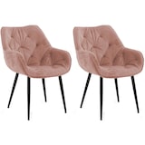 thumbnail of Set de 2 Sillas de comedor Tanna en terciopelo Rosa