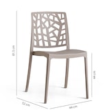 thumbnail of Lot de 6 chaises empilables en polypropylène avec fibre de verre pour jardin ou intérieur, hydrofuges et résistantes, design moderne-TRIXY-Taupe