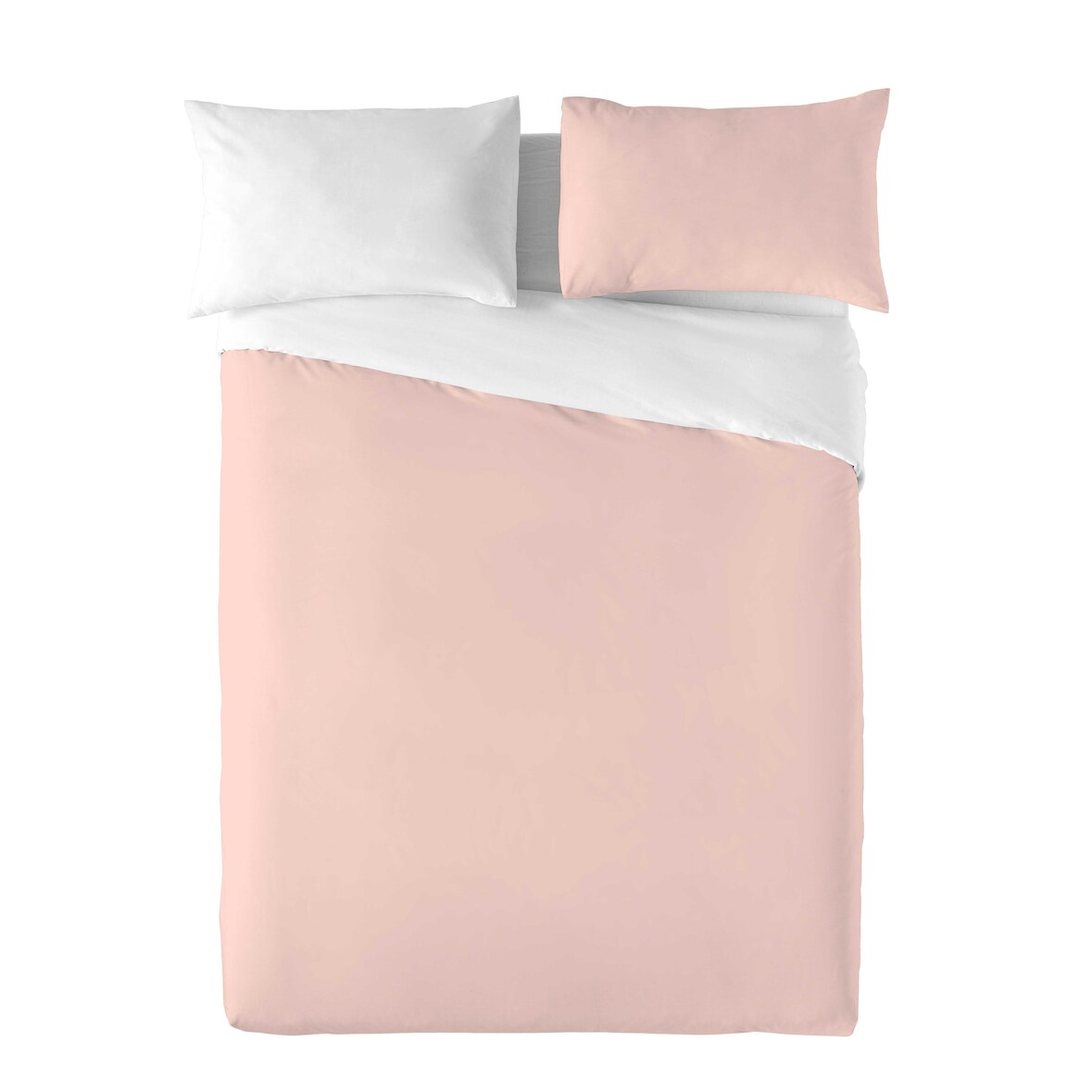 Zweifarbiger Wendebettbezug Wendebett 135 extra weiche Baumwolle made in Spain Rosa ftr / White Naturals