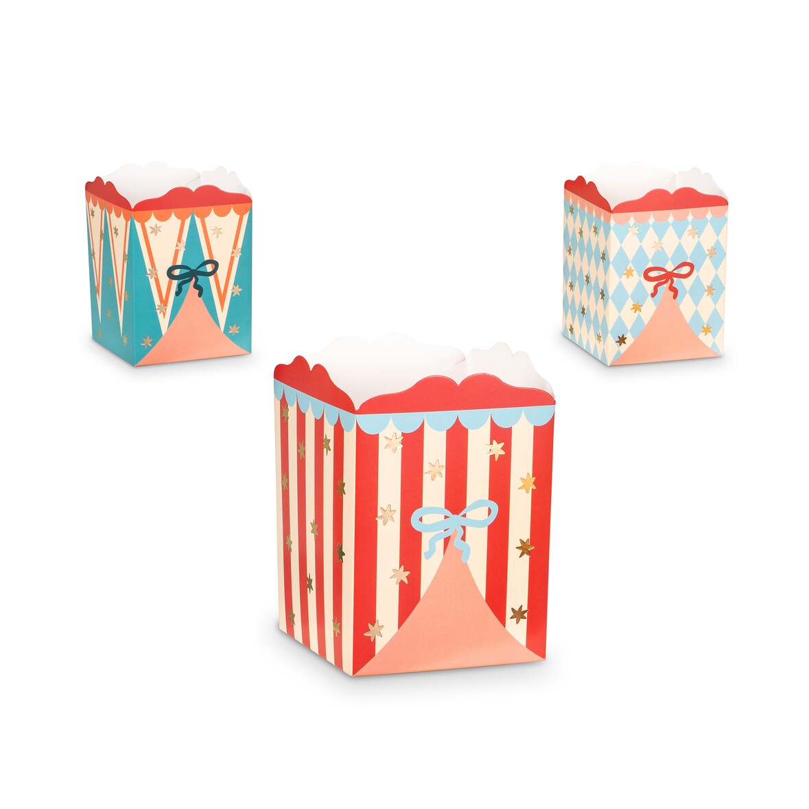 6 Snackboxen Kinder 8x11,5cm Fingerfood Schalen Zirkus Motiv Candy Bar Zubehör Süßigkeiten Boxen Party Snacks Kindergeburtstag Deko Set
