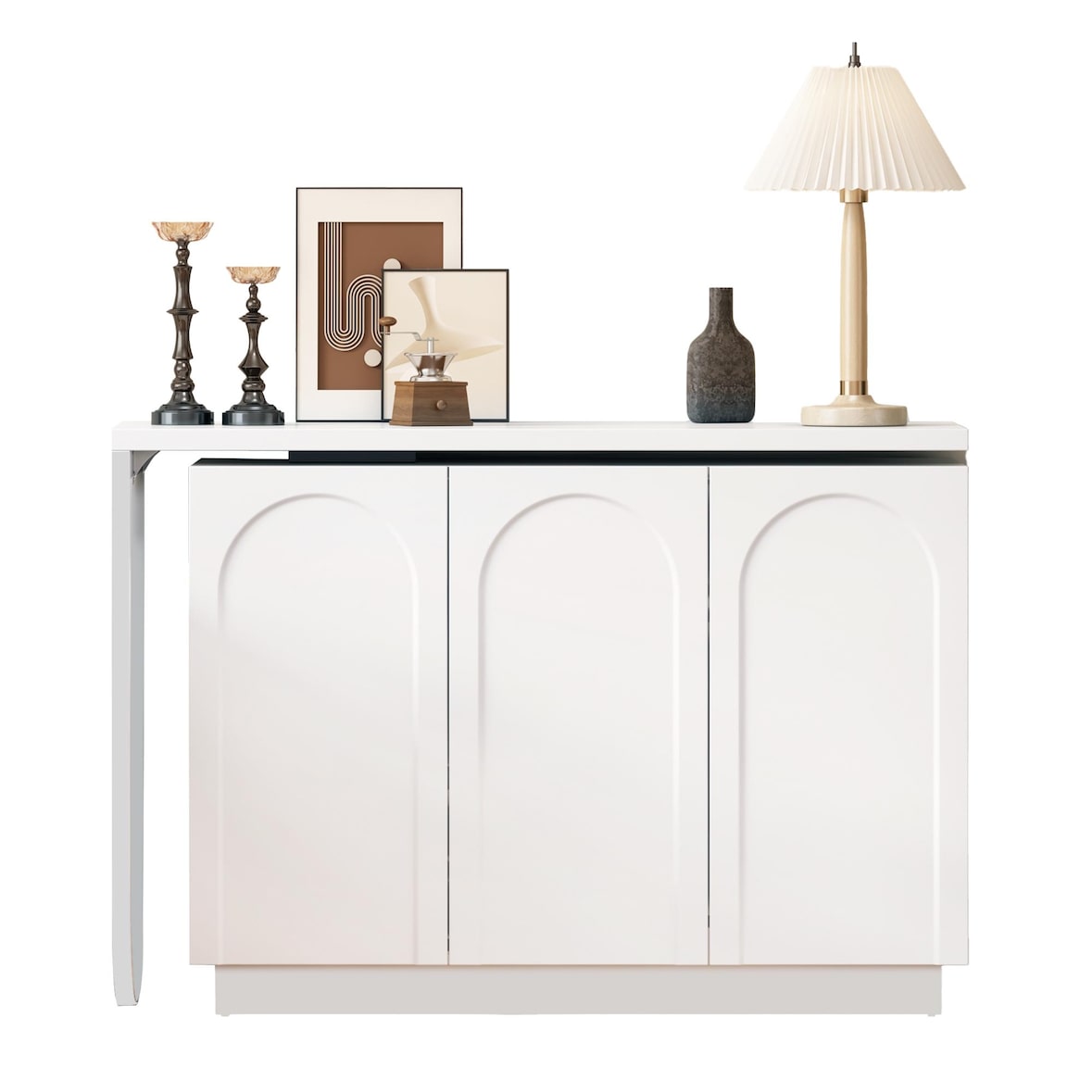 Drehbarer L-förmiger Schreibtisch 110x60x75 mit Stauraum und höhenverstellbaren Einlegeböden in Weiß für Büro und Arbeitszimmer