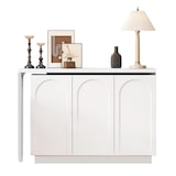 thumbnail of Drehbarer L-förmiger Schreibtisch 110x60x75 mit Stauraum und höhenverstellbaren Einlegeböden in Weiß für Büro und Arbeitszimmer