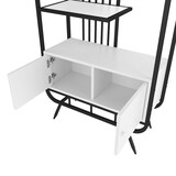 thumbnail of Metallregal mit Schrank Doppeltür Weiß+Schwarz 80x30x180 cm 4 Ablagen Stahlrohr MDF stabile hohe Füße modernes Design