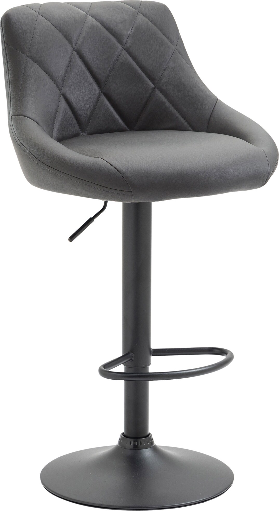 Barhocker FALON - Kunstleder Grau 46x49x83 cm Schwarz | Barstuhl Mit Lehne Drehbar Tresenhocker Tresenstuhl Kneipenhocker Kneipenstuhl