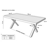thumbnail of Esstisch 200x100cm Akazie massiv kastanienfarben schweizer Kante X-Gestell schwarz RITA