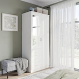 thumbnail of Armario Ropero de 2 Puertas con Espejo 3 Cajones Estantes Ajustables y Barra para Colgar Mueble Auxiliar para Dormitorio Habitación 80x50x180 cm