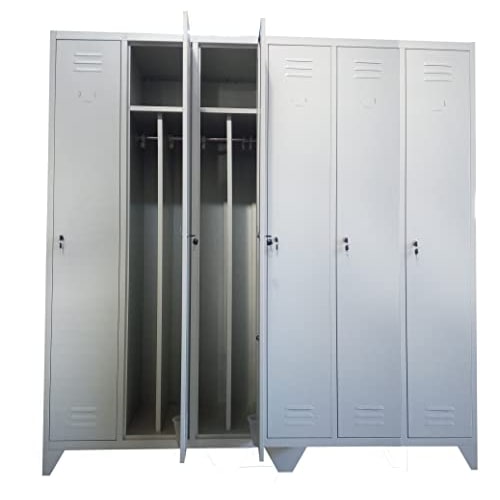 Armadio Armadietto spogliatoio in metallo sporco pulito con tramezzo a 6 posti dim.cm. 180x50x180h