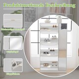 thumbnail of Schuhschrank Spiegelschrank 80x24x147 mit 4 Kippfächern verstellbarem Regal Flurkommode Spiegel Stauraum platzsparend Weiß
