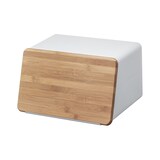 thumbnail of Yamazaki Home Brotkasten weiß Brotkorb Brotbox Brotbehälter mit Bambus Schneidebrett