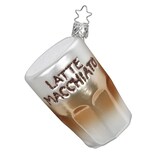thumbnail of Christbaumschmuck Latte Macchiato 8,5cm - Glas Figur Mundgeblasen & Handbemalt Weihnachtsbaum Anhänger Weihnachten Christbaumanhänger Weiß Braun