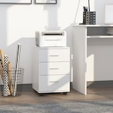 thumbnail of Armário de escritório de 3 gavetas com rodas e travão 40x40x61,5 cm Branco