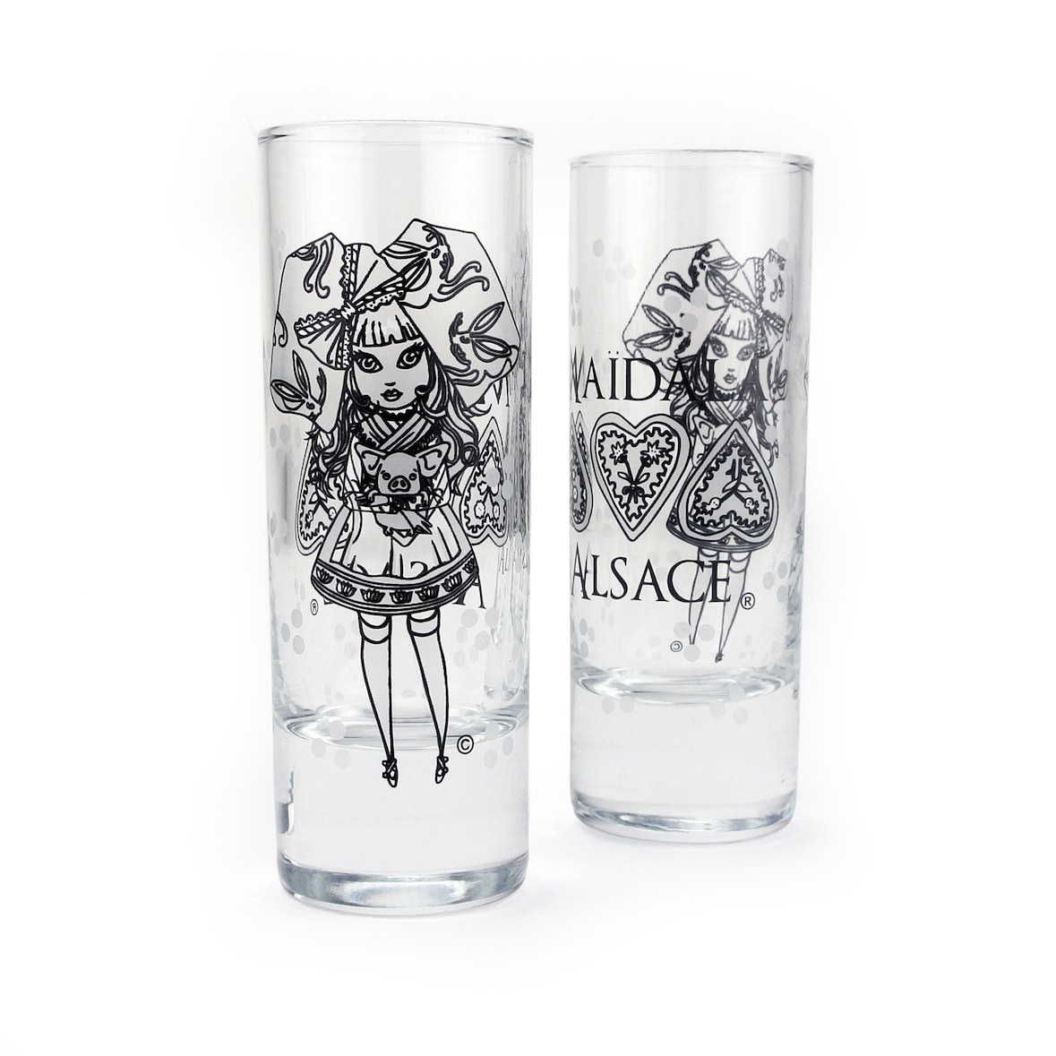Verres à Vodka Motif la Mignonne Maïdalä  X 6   Everyverre