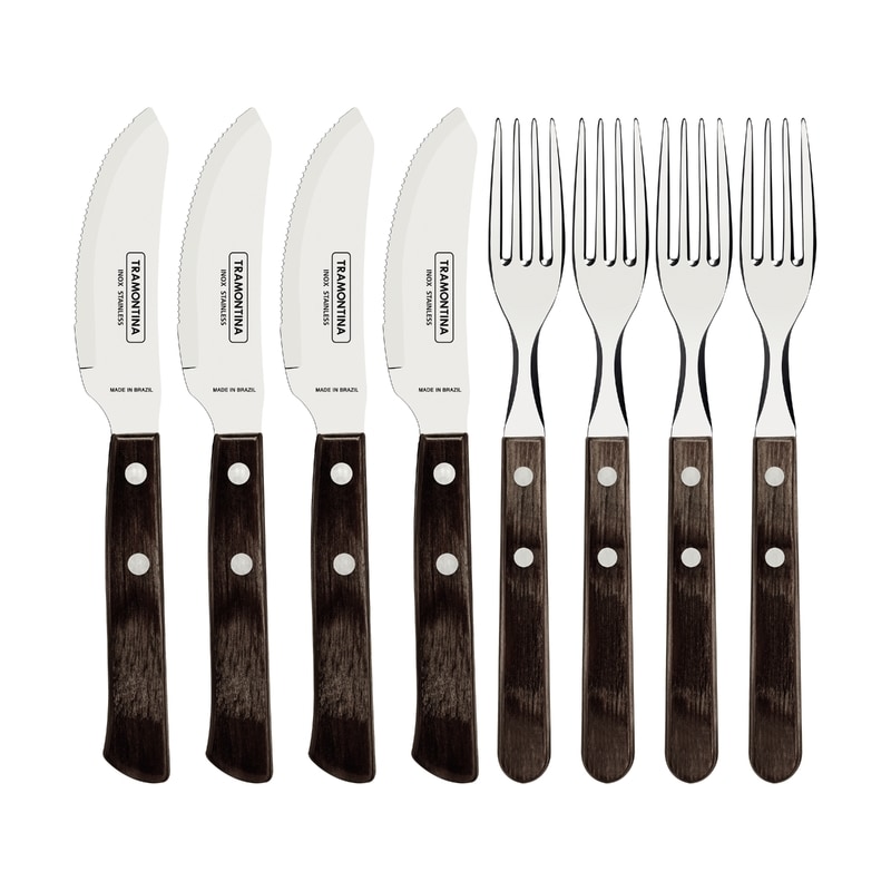 Tramontina Pizzabesteck, 8-teilig, Edelstahl, Holzgriff FSC, spülmaschinenfest