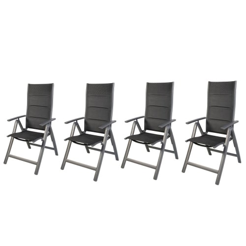 4er Set Alu Klappsessel 6-fach verstellbar gepolstert Gartenstuhl Liegestuhl