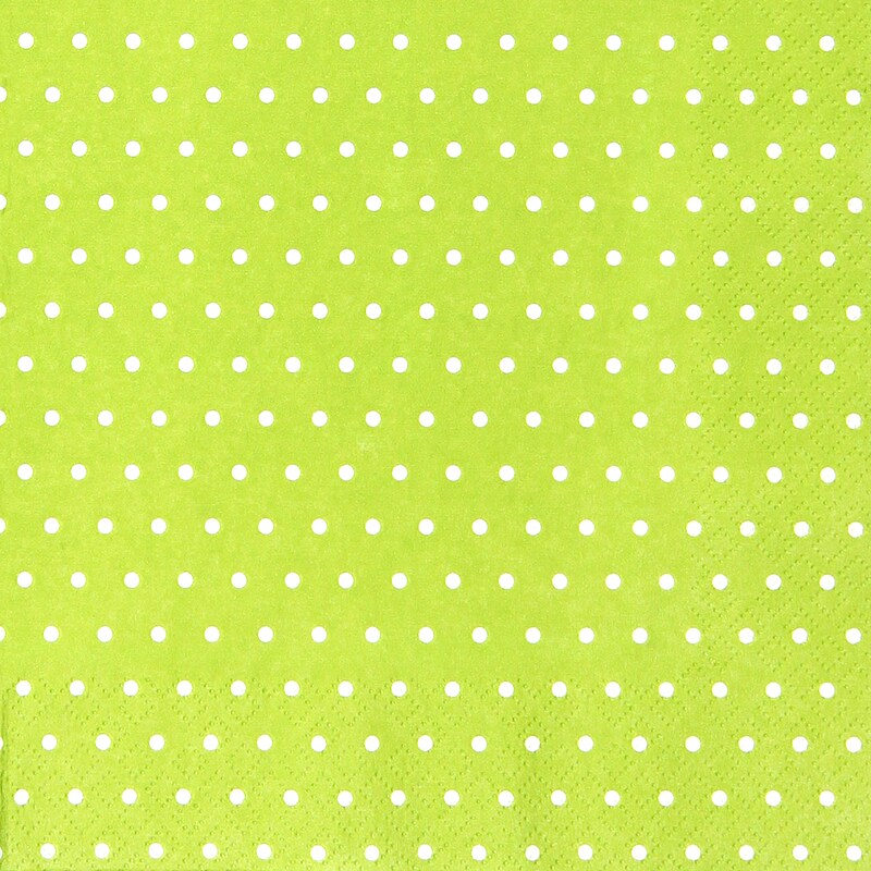Home Fashion, Mini Dots light green, Cocktail-Servietten aufgefaltetes Maß 25 cm x 25 cm, im Viertelfalz, 20 Stück pro Pack