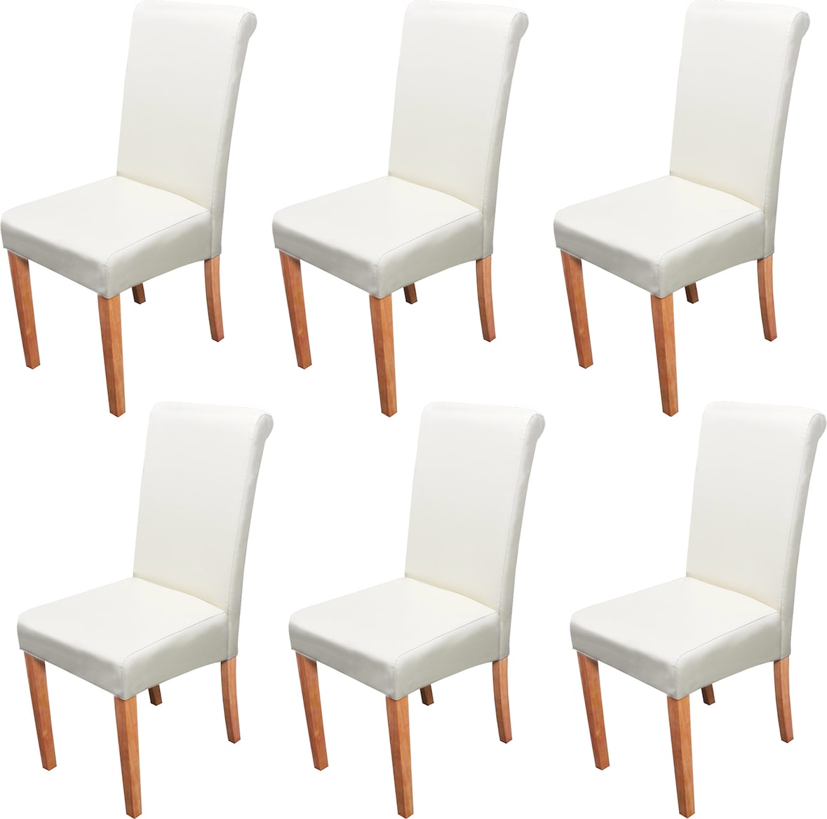 6er-Set Esszimmerstuhl Stuhl Küchenstuhl Novara II, Leder ~ creme, helle Beine