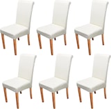 thumbnail of 6er-Set Esszimmerstuhl Stuhl Küchenstuhl Novara II, Leder ~ creme, helle Beine