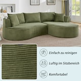 thumbnail of Merax Sofa set, 2-Sitzer + Linke Chaiselongue, mit Getränkehalter & Kissen, Bogenförmiges Design, Cordstoff, Grün