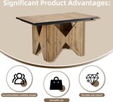 thumbnail of Esstisch rechteckig 139x80x75  MDF Hellbraun Holzoptik mit hohlem Basisdesign stabiler Tisch für Küche Esszimmer Büro modern
