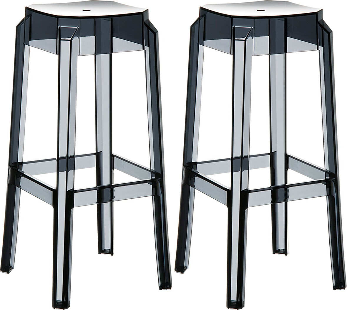 2er Set Barhocker NUMIR - Kunststoff Schwarz 36x36x75 cm | Barstuhl Tresenhocker Tresenstuhl Kneipenhocker Kneipenstuhl