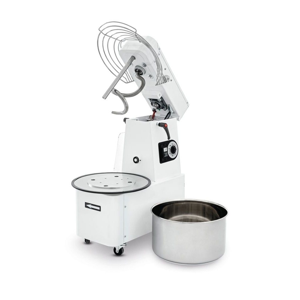 HENDI Pétrin à spiralé avec tête relevable et bol amovible, 56 kg/h, 22L, 400V/750W, 400x672x(H)730mm