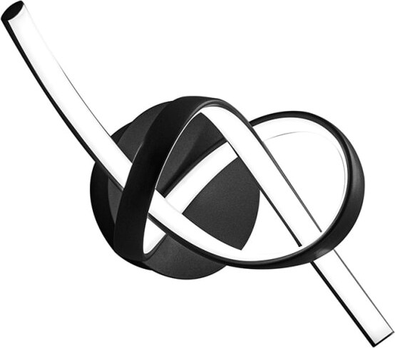 Curvy - 12W 3000K IP20 LED-Wandleuchte mit Aluminiumstruktur in mattschwarzer Oberfläche, geschwungenem und abgerundetem Design - Rossini Group