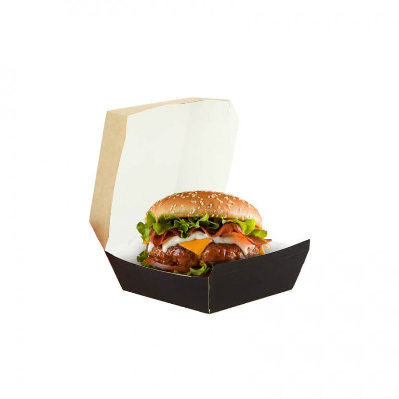 450 Uds. Cajas de cartón negro kraft para hamburguesas pequeñas  Ref EG0001KNG