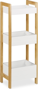 Relaxdays Badregal Bambus, Badezimmerregal mit 3 Krben, Korbregal frs  Bad, MDF, HxBxT: 76 x 30 x 18,5 cm, wei/natur | METRO