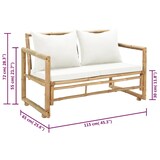 thumbnail of vidaXL Tuinbank 2-zits met kussens bamboe