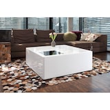 thumbnail of SalesFever salontafel vierkant | hoogglans gelakt | MDF hout | B 100 x D 100 x H 45 cm | wit met zwart glazen element