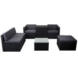 thumbnail of Poly-rattan set HWC-D21, balkon/tuin/lounge set Zitgroep, opbergvak ~ antraciet, donkergrijze kussens